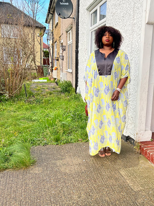 Yellow Chiffon Kaftan Dress