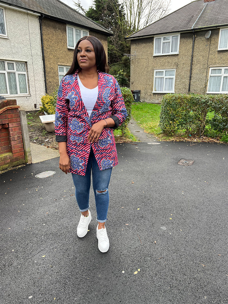 Red Ankara Blazer