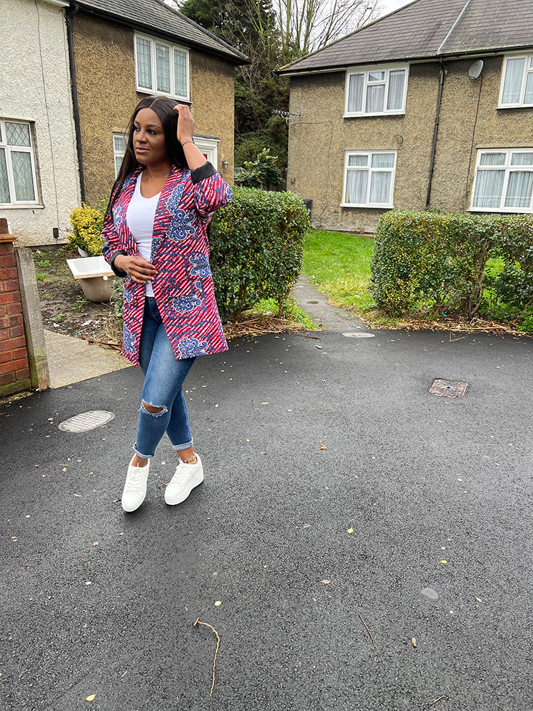 Red Ankara Blazer