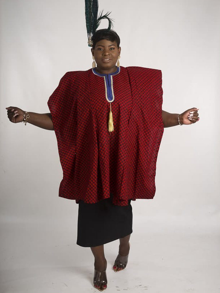 Maroon Agbada Top